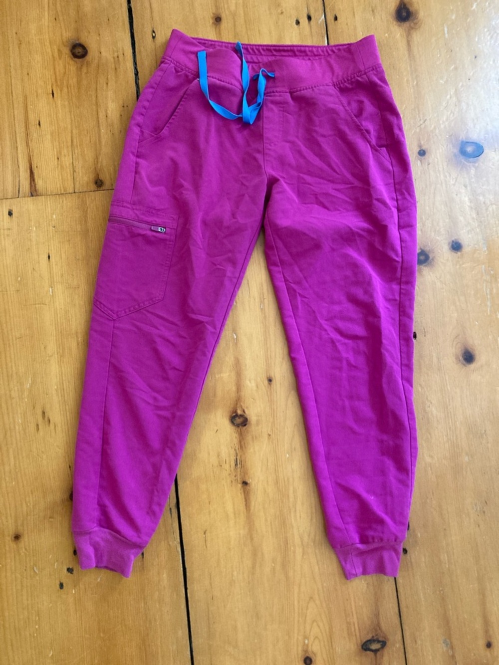Figs Women's Magenta Jogger Pants with Blue Drawstring